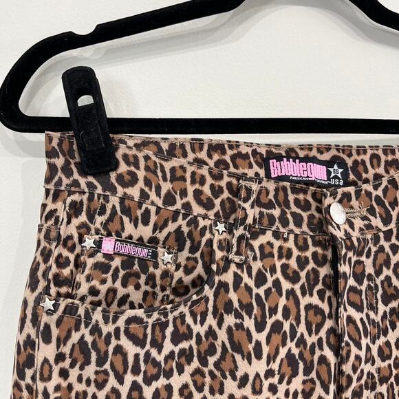 Vintage Y2K Bubblegum USA Leopard Print Flare Pants size 28 - Picture 2 of 7